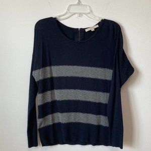 Sweater with back accent and silver thread